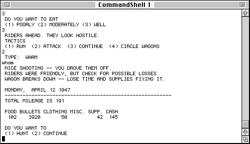 The Oregon Trail (FORTRAN 77) on A/UX